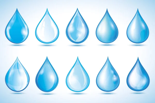 Set of different water drops isolated — Stock Vector