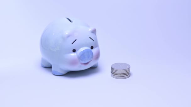 Il concetto di risparmio di denaro impostato su uno sfondo bianco.Timelapse HD1080 — Video Stock