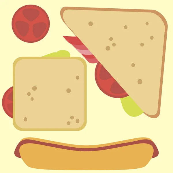 Deliciosos sándwiches para el almuerzo — Vector de stock