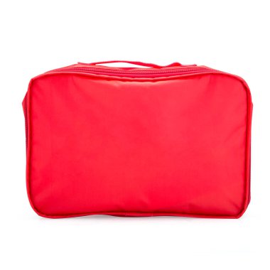 beyaz zemin üzerine kırmızı çanta