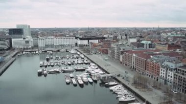 Panoramik şehir manzaralı binanın. Antwerp şehrinin güzel manzara. 4k
