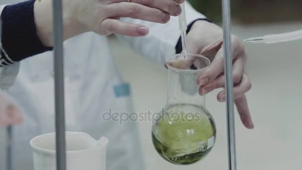 Arbeitsprozess im Chemielabor — Stockvideo