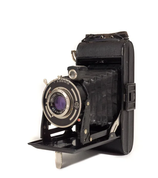 Vintage Retro Câmera Fotos Antigas 1920 Isolado Branco — Fotografia de Stock