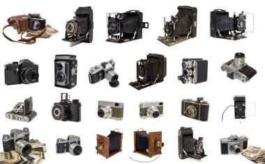 Resimli antika fotoğraf makinesi.