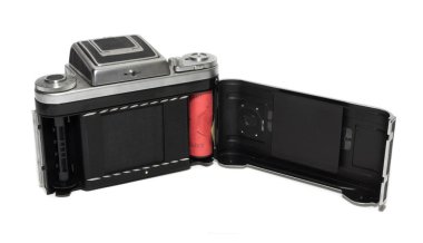 Resimli antika fotoğraf makinesi.