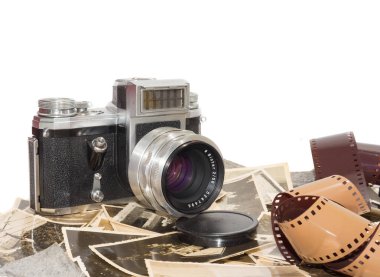 Resimli antika fotoğraf makinesi.