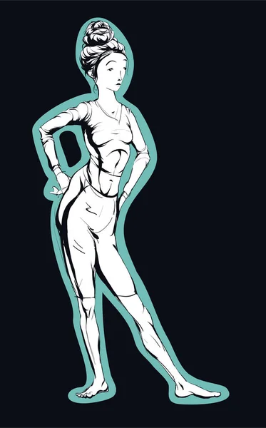 Fille sportive avec noeud haut — Image vectorielle