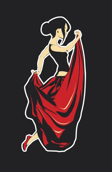 Fille dansant flamenco — Image vectorielle