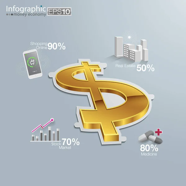 Infographic οικονομία χρήματα — Διανυσματικό Αρχείο