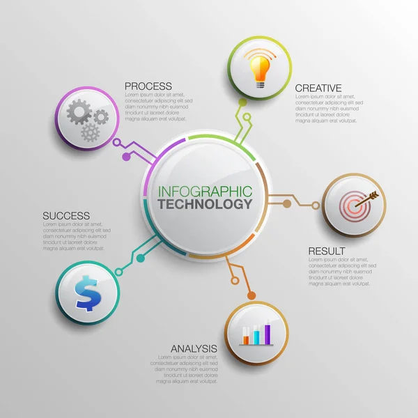 Infographic affärsprocess diagram teknik — Stock vektor