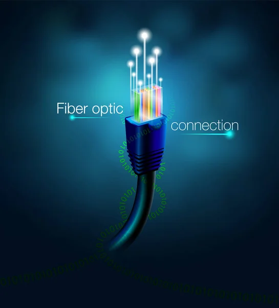 Conexión de fibra óptica — Vector de stock