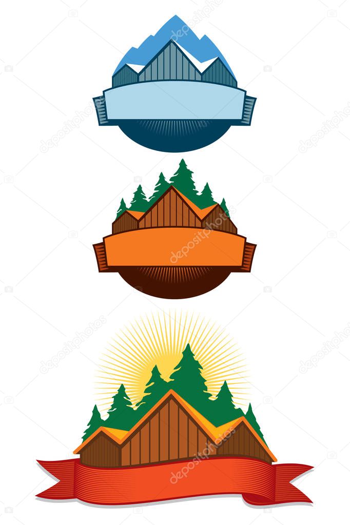  forest and ice mountains camp logotip template