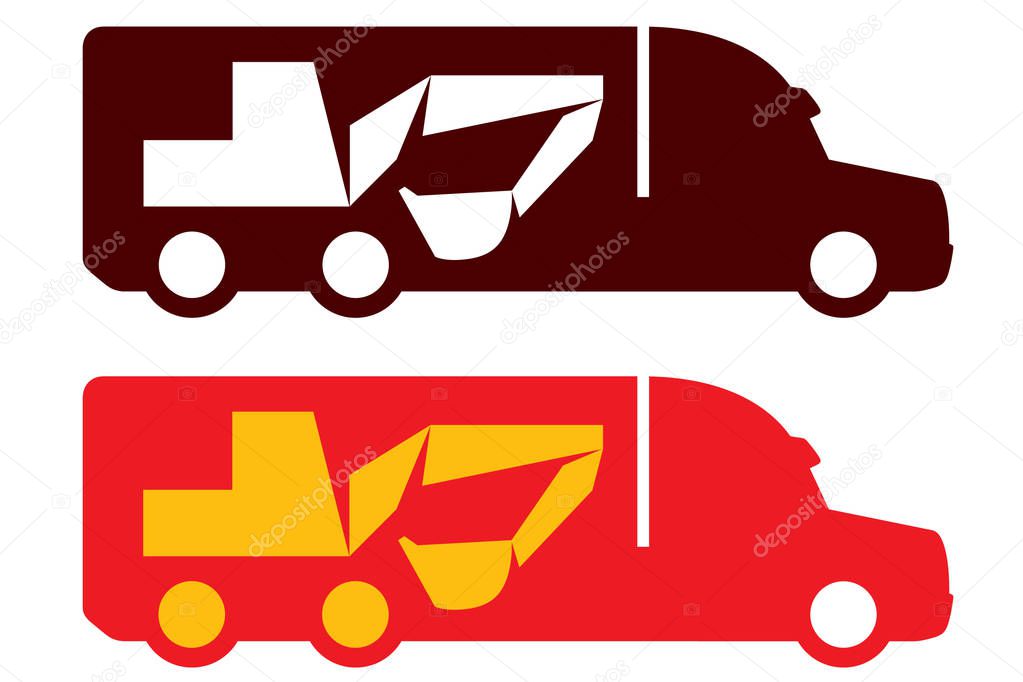 excavator and truck icon