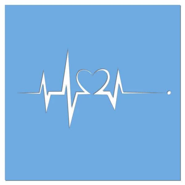 Mavi kalp atışı. EKG grafiği. — Stok Vektör