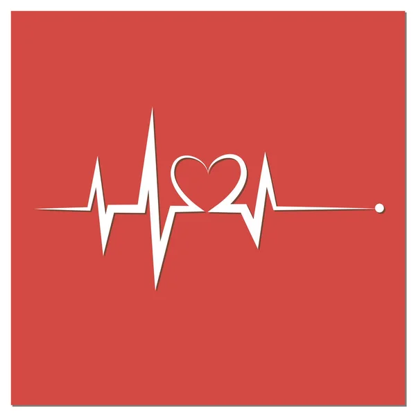 Heartbeat Line Heart Cardio — Stock Vector