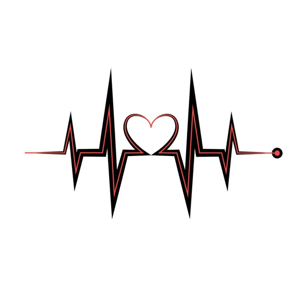 Kalp atışı simgesi. Elektrokardiyogram, EKG veya beyaz arka plan üzerinde izole ekg