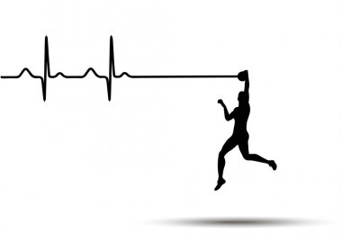 vektör kalp atışı elektrokardiyogram ve çalışan adam