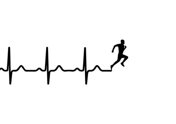 Electrocardiograma de latidos cardíacos vectoriales y hombre corriente — Vector de stock