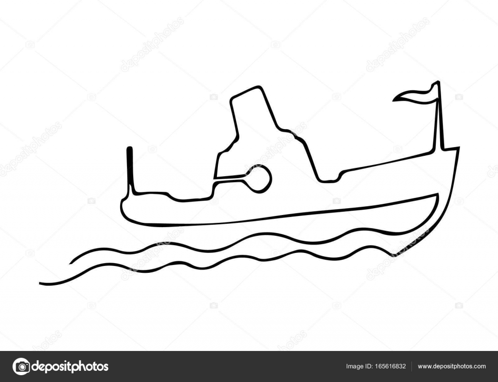 Un Bateau De Vapeur Ligne Continue Sur Les Ondes Avec Signe