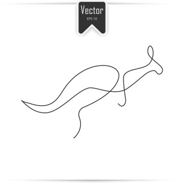 Bir satırı tasarım kangaroo.hand silueti minimalizm tarzı çizilmiş