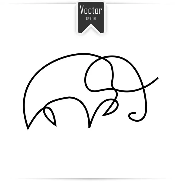 Silhueta de design de elefante de uma linha — Vetor de Stock