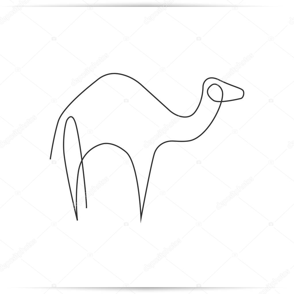 Camel one line. Camel icon in linear style