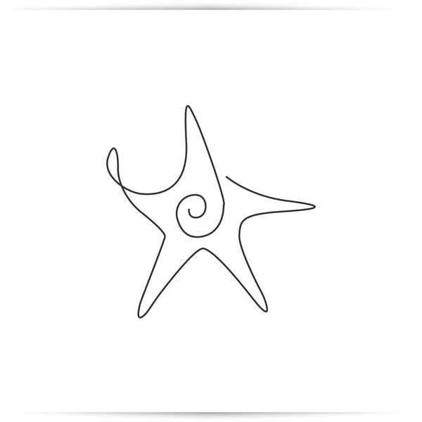 Dibujo de una línea de una estrella de mar —  Fotos de Stock