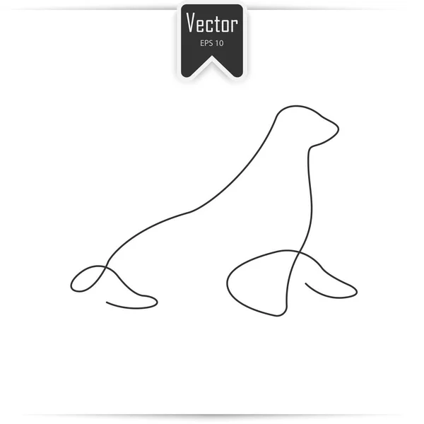 Un disegno di linea di una foca di pelo — Vettoriale Stock