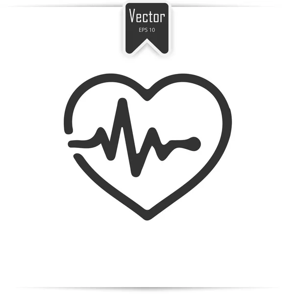 Icona del battito cardiaco sullo sfondo bianco — Vettoriale Stock