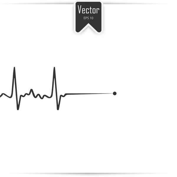 Ícone da morte, paragem cardíaca, cardiograma vetorial, conceito de condolências — Vetor de Stock