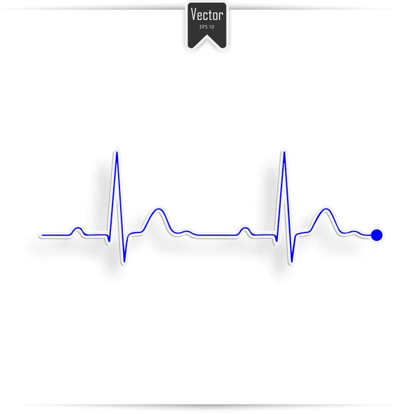 EKG símbolo en blanco - fondo médico vectorial — Archivo Imágenes Vectoriales