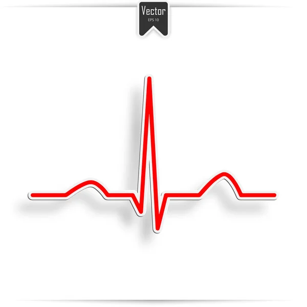 Kalp atışı çizgi kırmızı arka plan — Stok Vektör