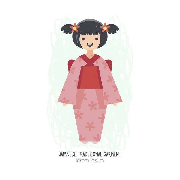 Векторні ілюстрації японські дівчата в кімоно. — стоковий вектор