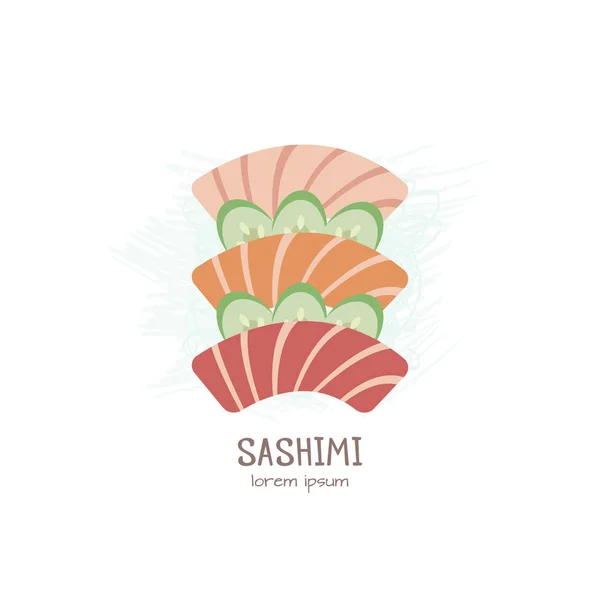 Vector εικονογράφηση του sashimi - παραδοσιακά ιαπωνικά πιάτα — Διανυσματικό Αρχείο