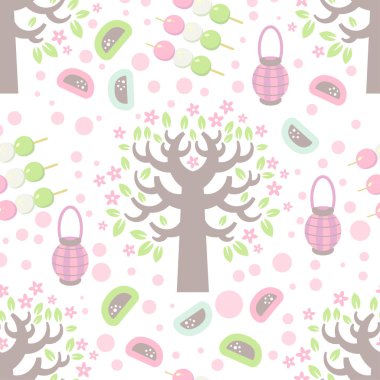 Hanami festival seamless modeli 