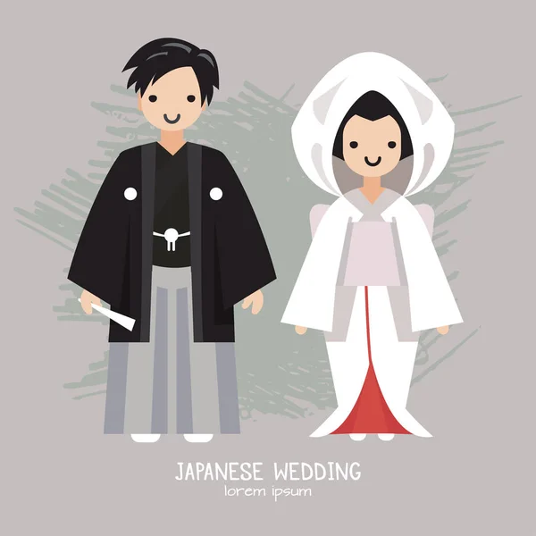 Ilustração vetorial do casamento japonês —  Vetores de Stock