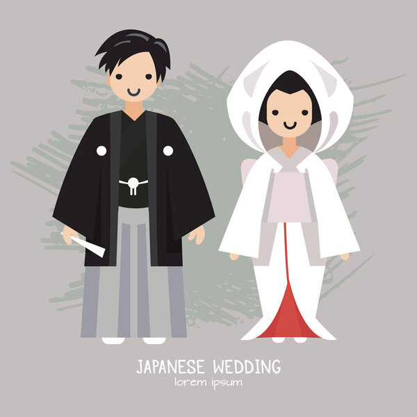 Vector illustration of Japanese  wedding 