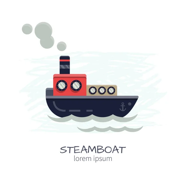 Ilustração vetorial do barco a vapor — Vetor de Stock