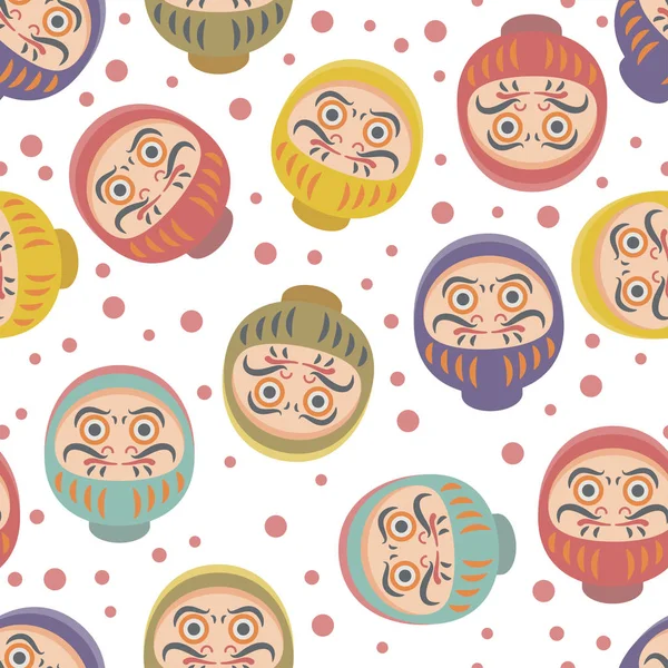 Poupées Daruma Modèle sans couture — Image vectorielle