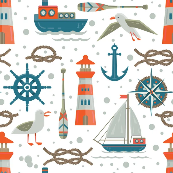 Nautical theme seamless  pattern. — Stock Vector