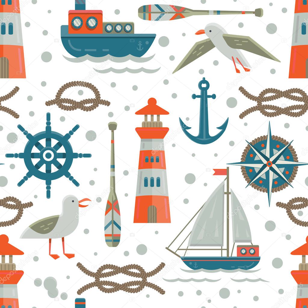 Nautical theme seamless  pattern.