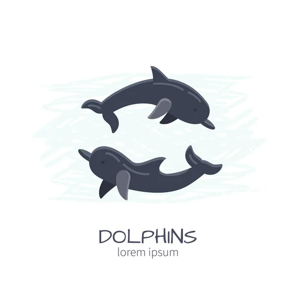 Delfiny wektor ilustracja kreskówka. — Wektor stockowy