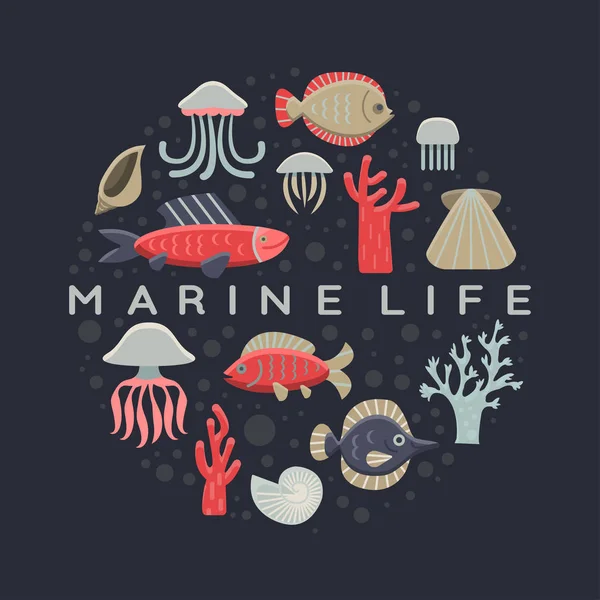Carta della vita marina . — Vettoriale Stock