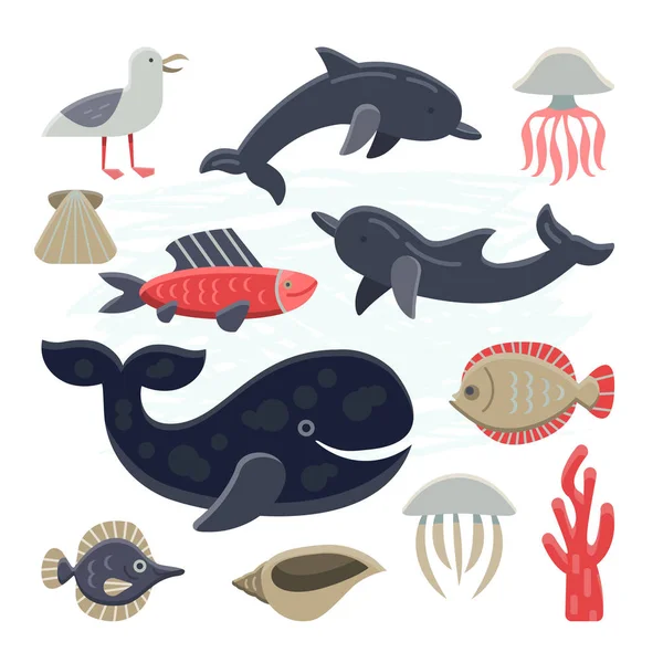Collection d'images de vie marine — Image vectorielle