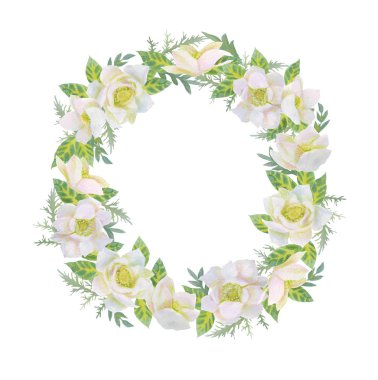 İhale suluboya bahar çiçek çelenk.