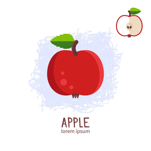 Ilustracja wektorowa świeże i soczyste Czerwone jabłko. — Wektor stockowy