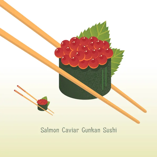 Ilustracja wektorowa czerwony kawior Gunkan Sushi — Wektor stockowy