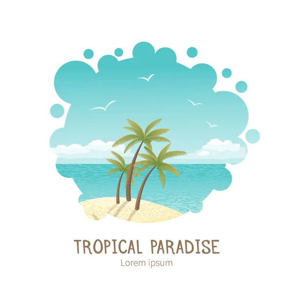 Beautiful tropical island vector illustration. — Stock Vector