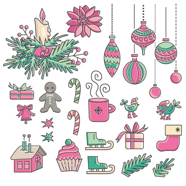 Colección de iconos de Navidad — Vector de stock