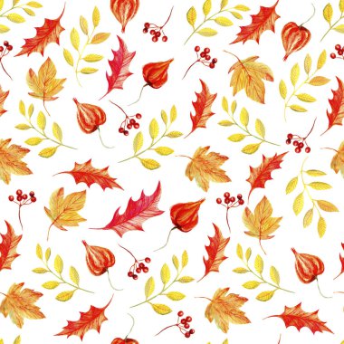 Yapraklı sulu boya deseni